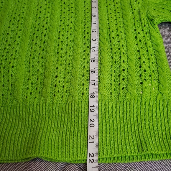 Boo Hoo Lime Green Open Knit Collared Sweater New - Picture 6 of 7